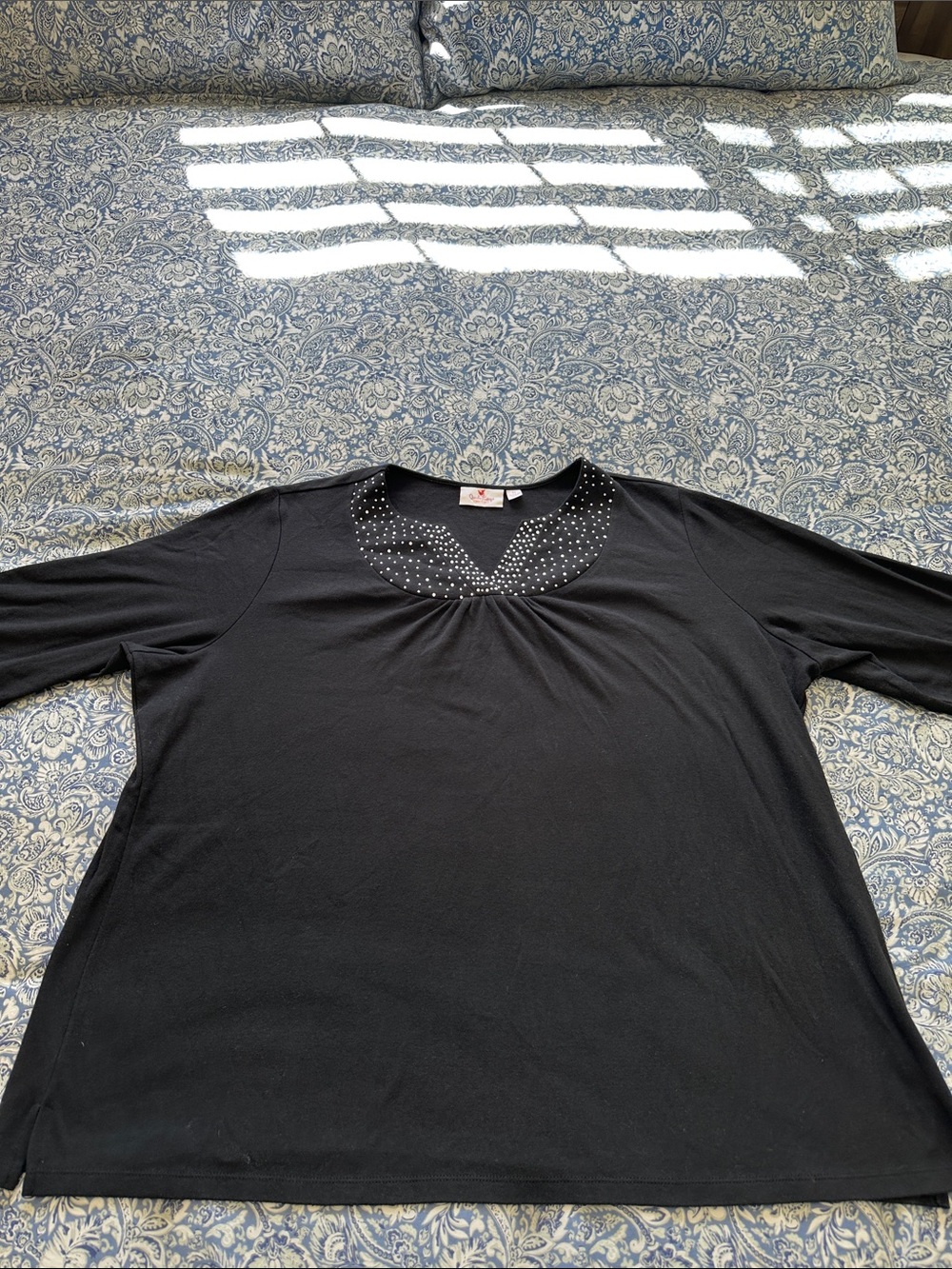 Women's Black embellished Collar Top